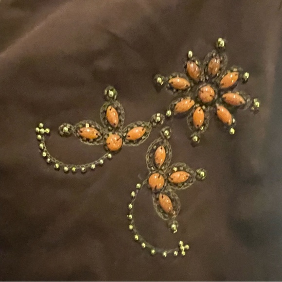 Victor Coastal Brown Jacket with Orange beaded accents Size M. Pre-owned. - Picture 7 of 13